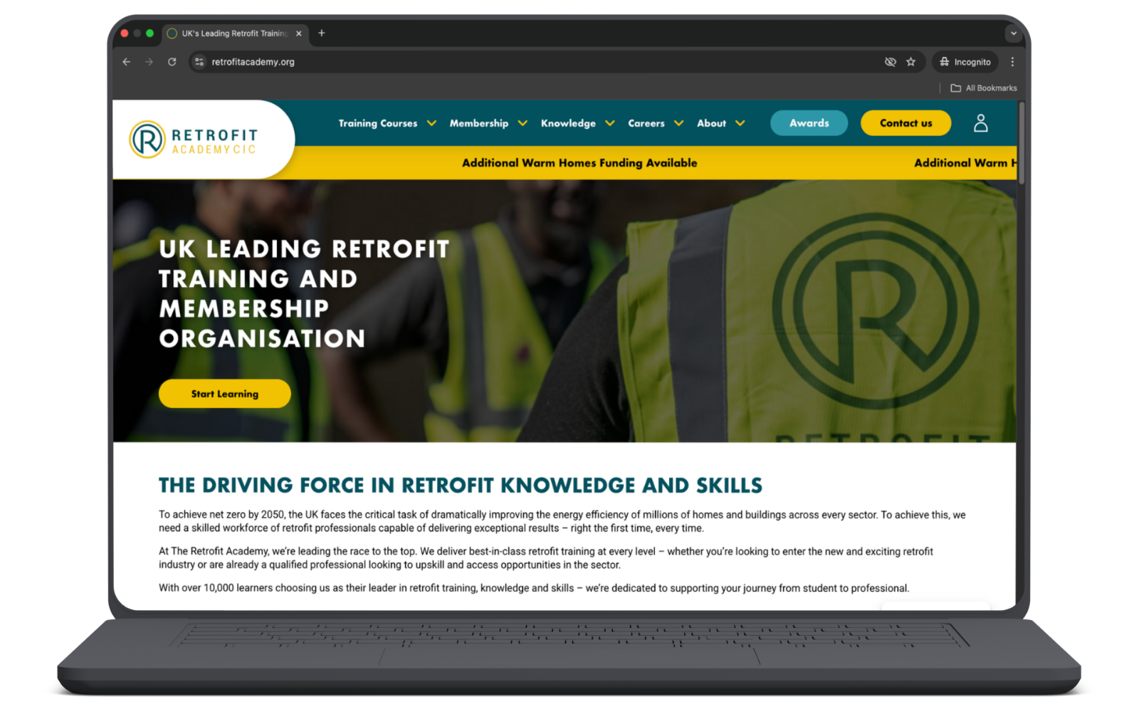 Retrofit Academy desktop site